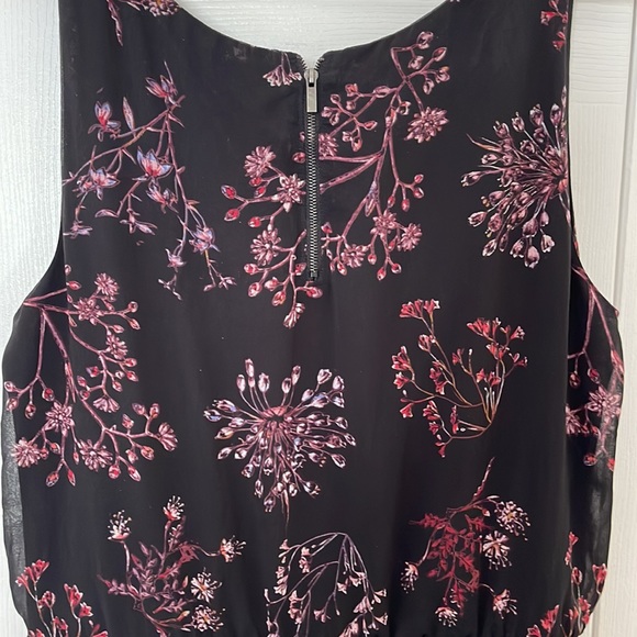 Reitmans Black Mid Length Dress with Red & Pink Floral Design - Picture 3 of 4
